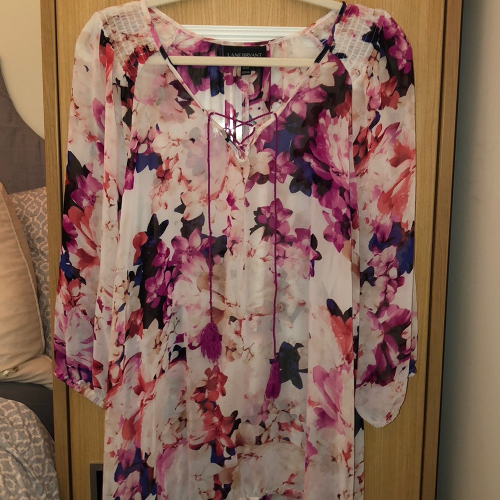 Pink floral Lane Bryant blouse